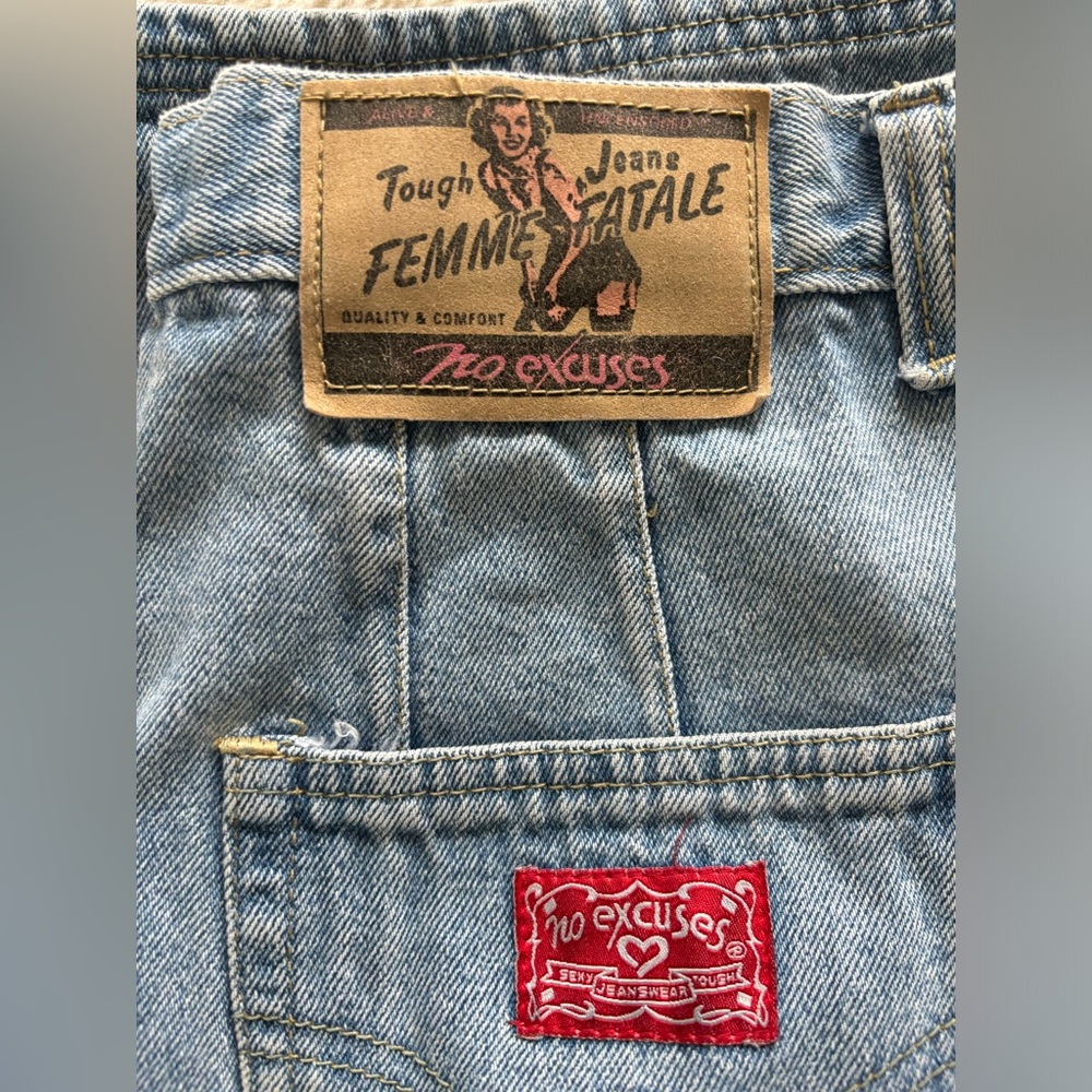 VTG No Excuses Femme Fatale High Rise Denim Midi Skirt - Picture 12 of 12